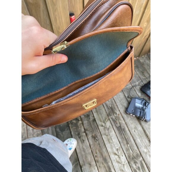 Vintage 1970s AMIIET Leather Camera Bag Brown GENUINE LEATHER Multi Purpose - Picture 3 of 12